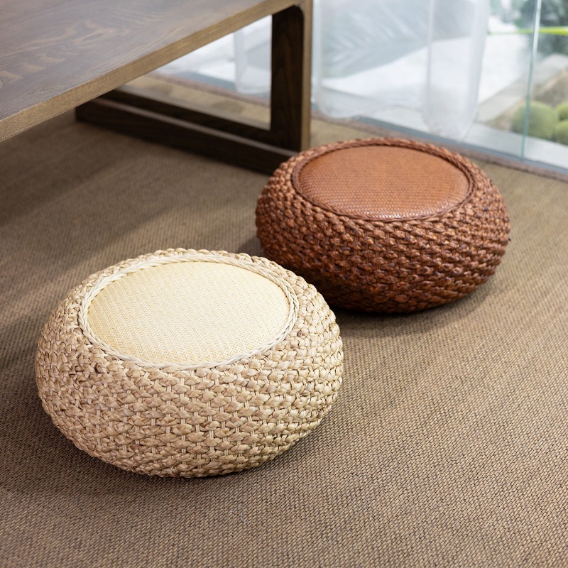 Meditation Cushion Zafu - Cojín Redondo de Ratán para el